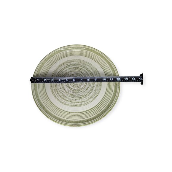 Vintage Max Schonfeld El Verde Casual Ironstone Green & White 12" Round Platter - Picture 9 of 12